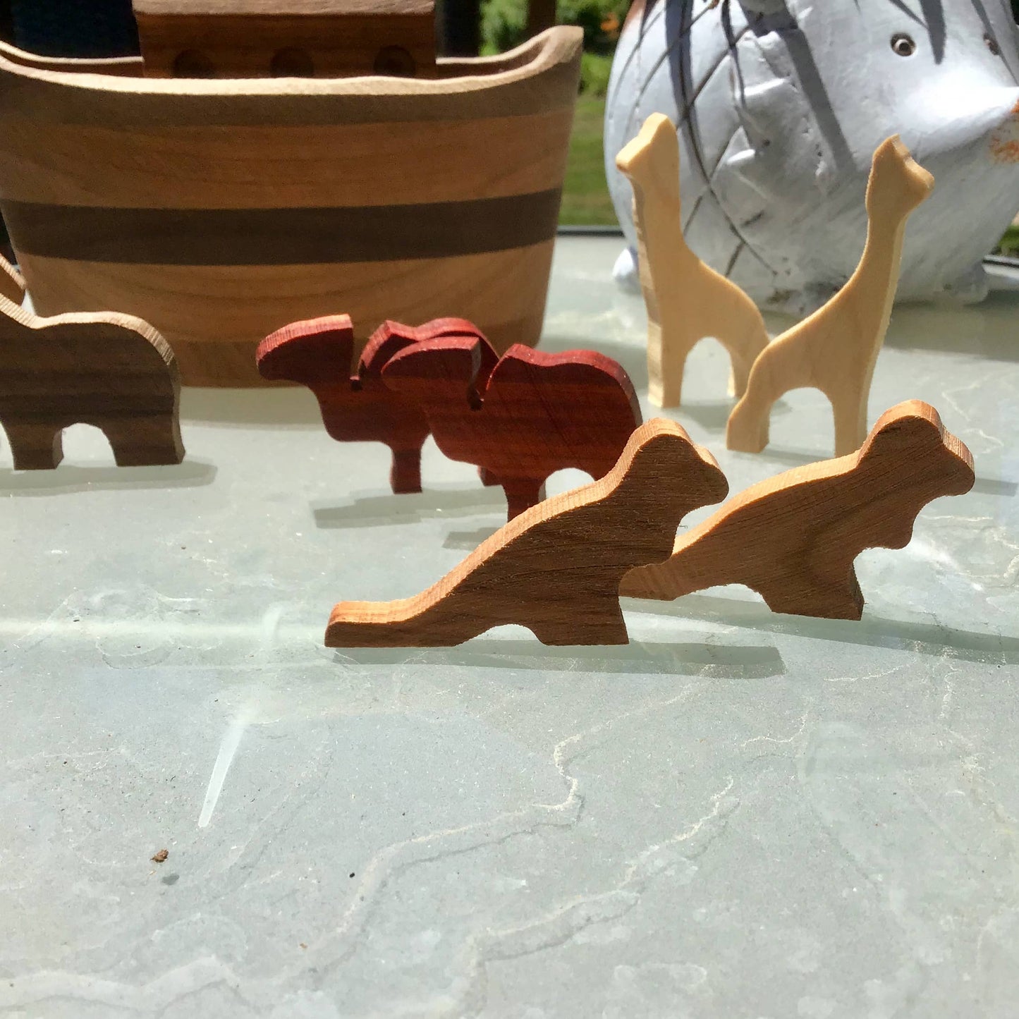 Wooden Mini Noah's Ark Set with Boat and 6 Animal Pairs