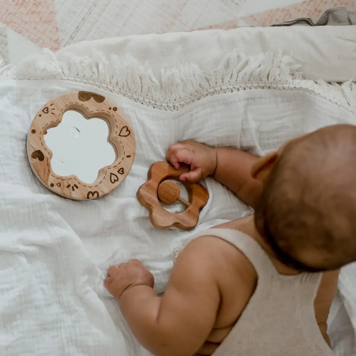 Flower Blossom Baby Shower Gift Set with Rattle Mirror and Picture Frame