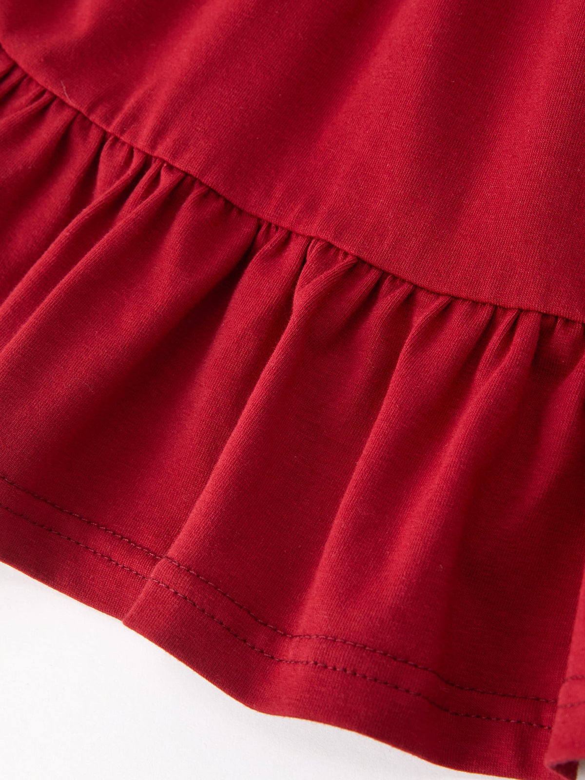 Christmas Girls Red Lace Bow Ruffle Dress