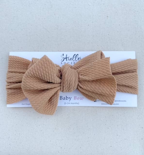 Neutral Beige Baby Bow Headband for Girls