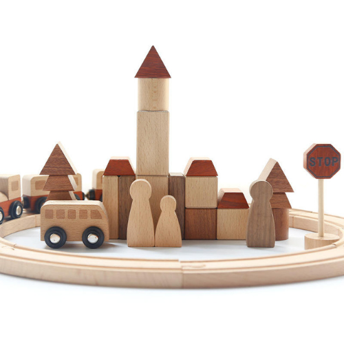 Wooden Train Railway Track Set