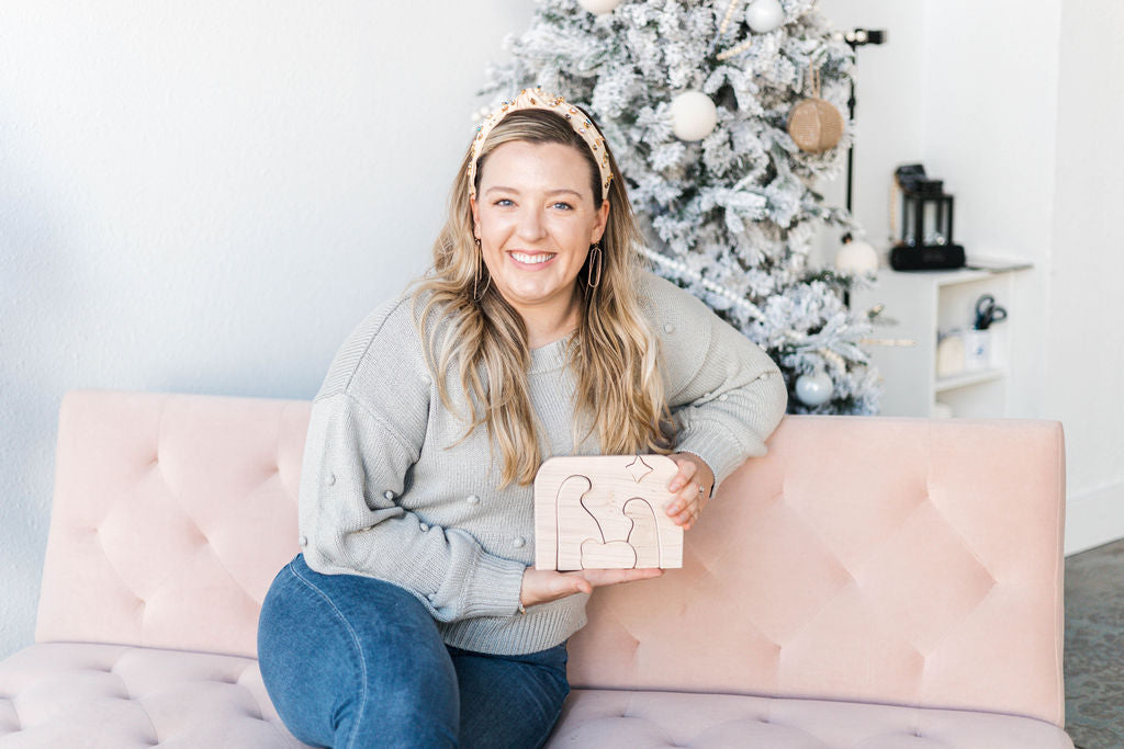 Modern Simple Wooden Nativity Scene Christmas Puzzle
