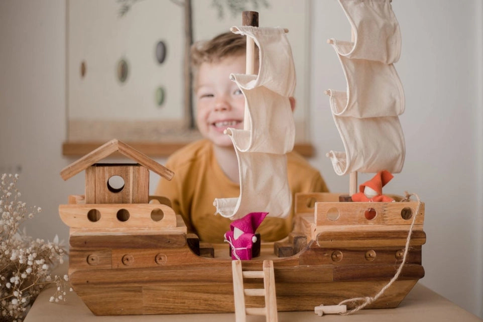 Wooden Pirate Ship with Accessories