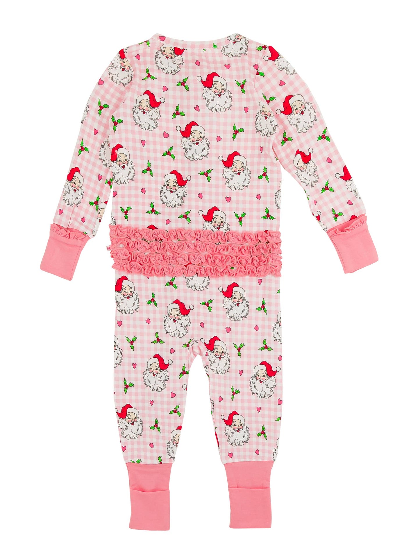 Baby Girls Santa Bamboo Convertible Ruffle One Pajama