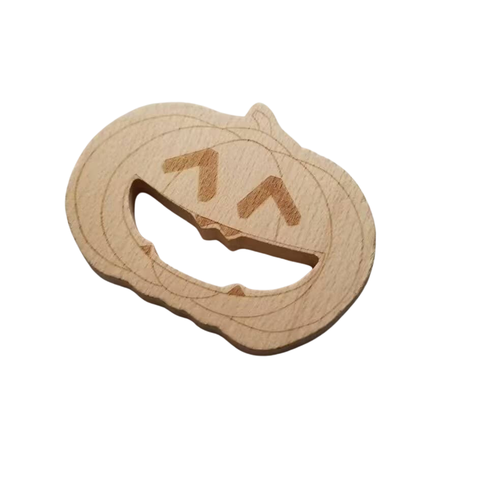 Pumpkin Jack-O-Lantern Wooden Teether Halloween Toy
