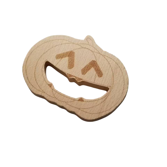 Pumpkin Jack-O-Lantern Wooden Teether Halloween Toy