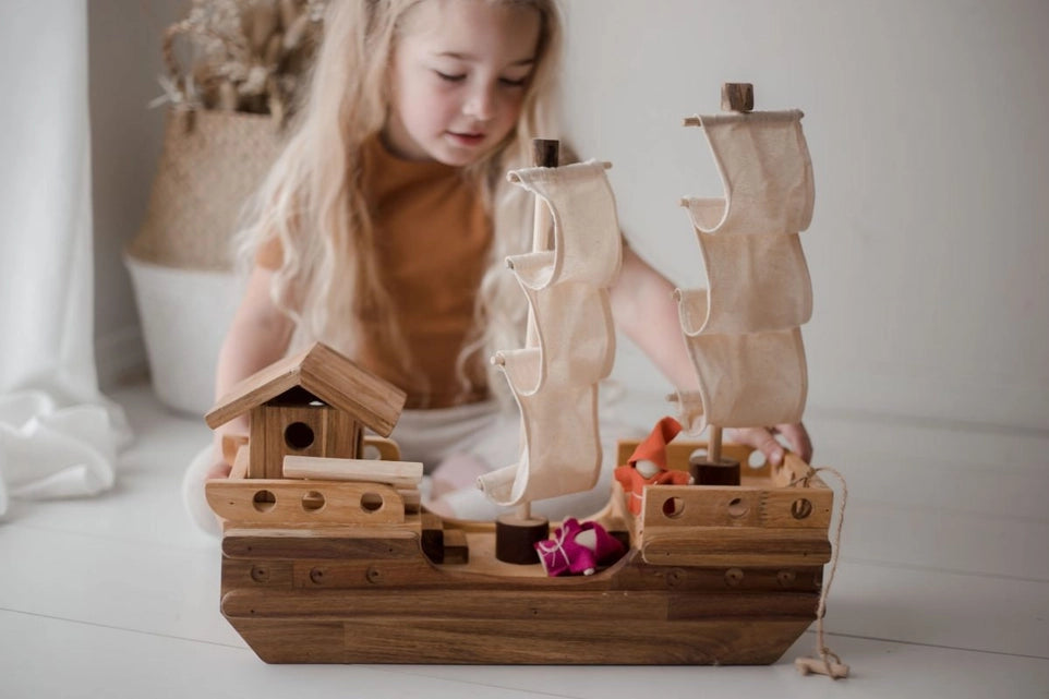 Wooden Pirate Ship with Accessories