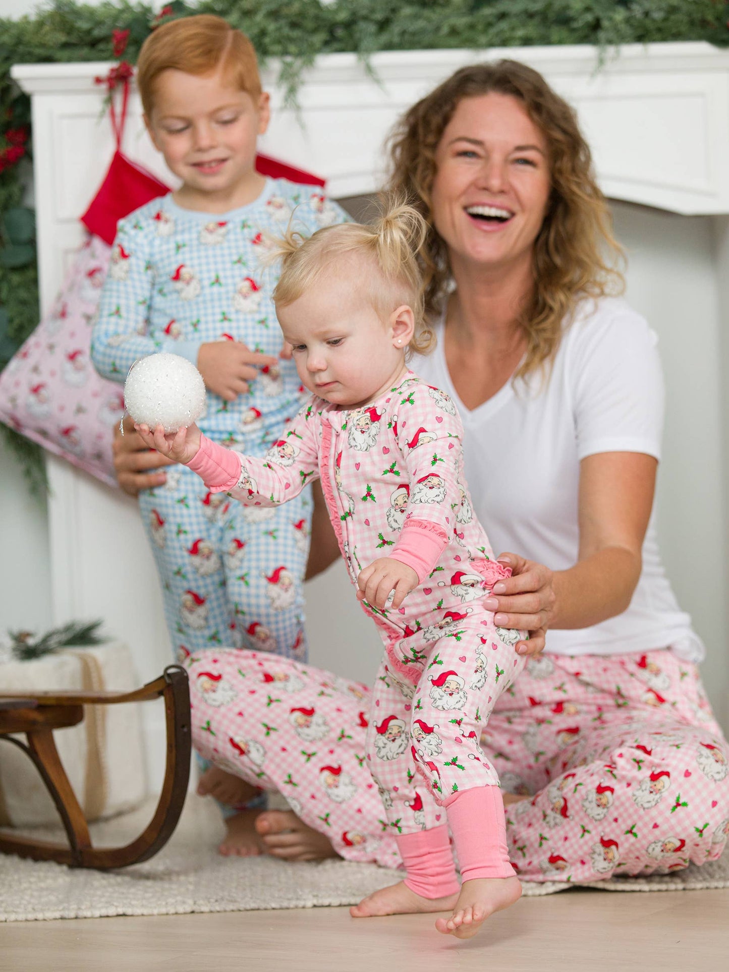 Baby Girls Santa Bamboo Convertible Ruffle One Pajama