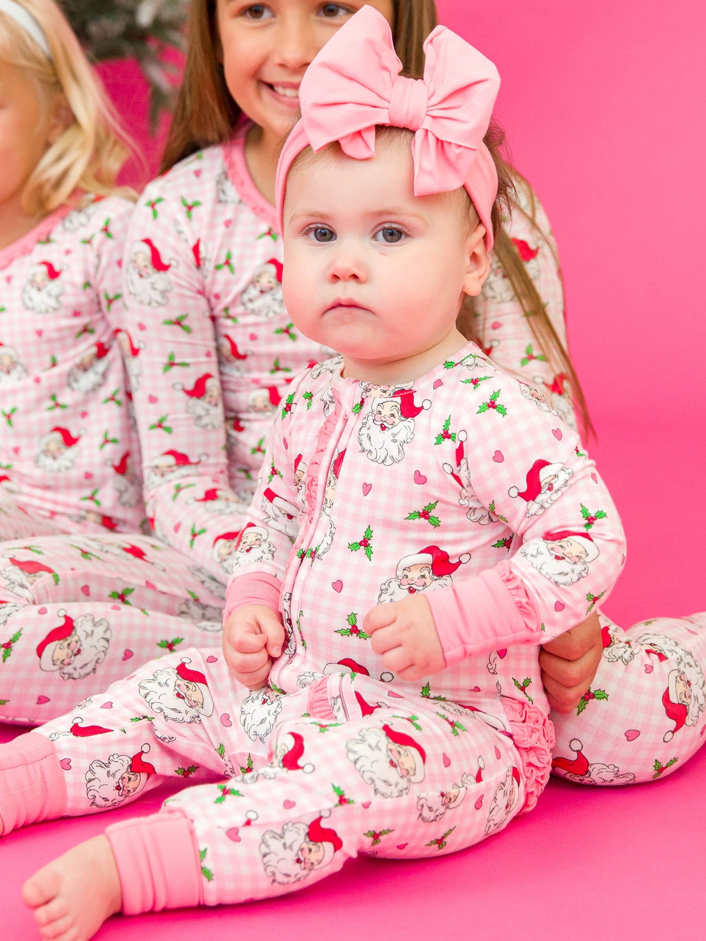 Baby Girls Santa Bamboo Convertible Ruffle One Pajama