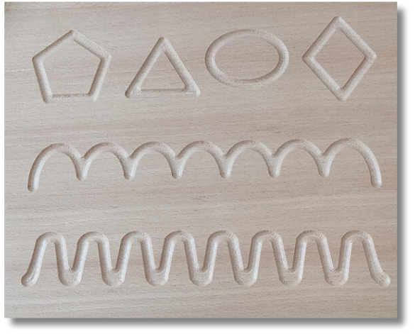 Wooden tracing board with shapes and lines