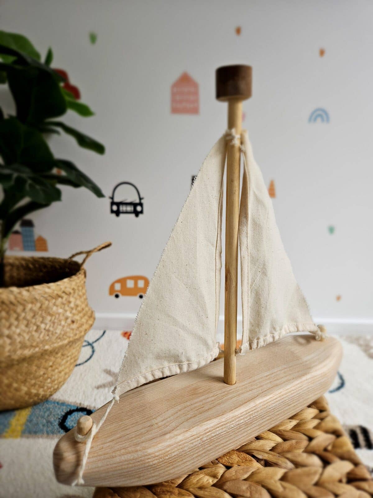 EcoVoyager Recycled Wood Tree Sail Boat Toy