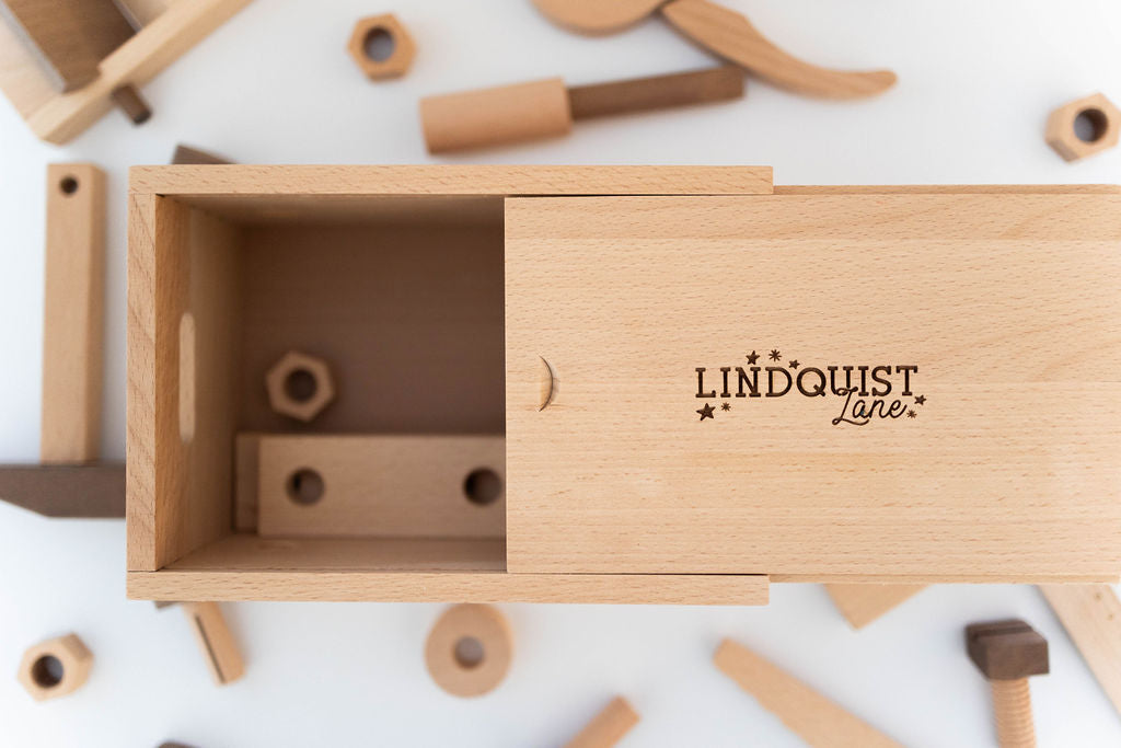 Lindquist Lane Wooden Tool Set in Box