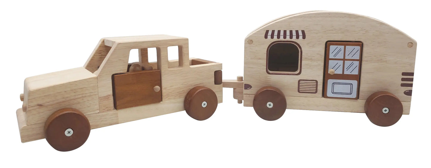 Car and Camper Wooden Toy Set