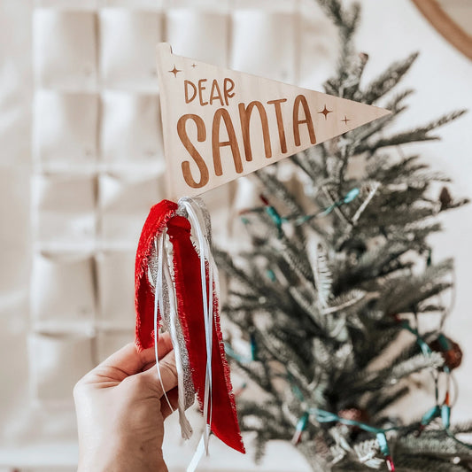 Dear Santa Pennant with Red and Silver Ribbons