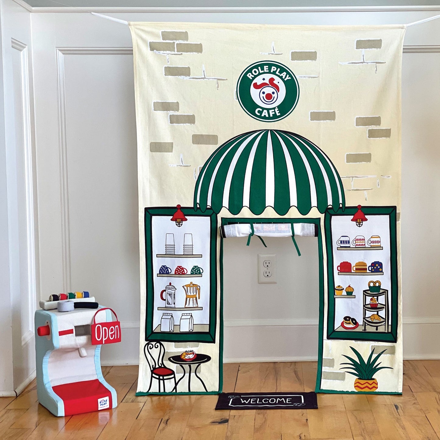 Café Doorway Storefront with Coffee Making Machine by Role Play Kids
