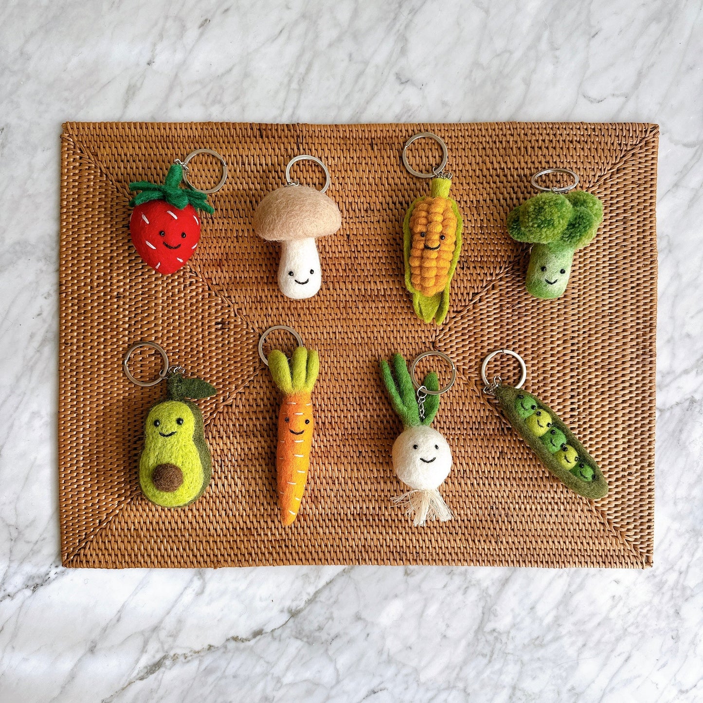 Felt Veggie Keychain - Happy Carrot