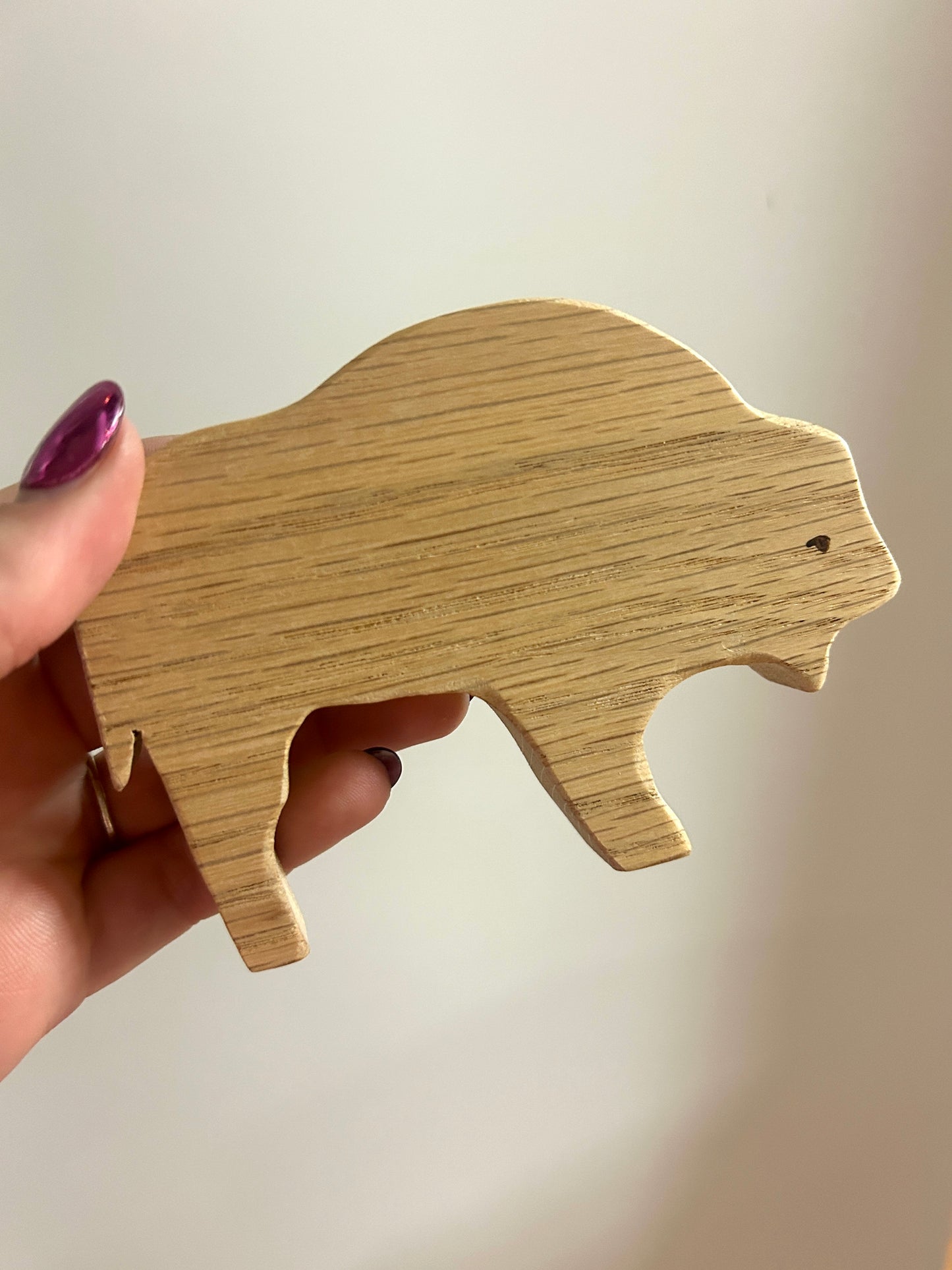 Hand Carved Bison Wood Figure