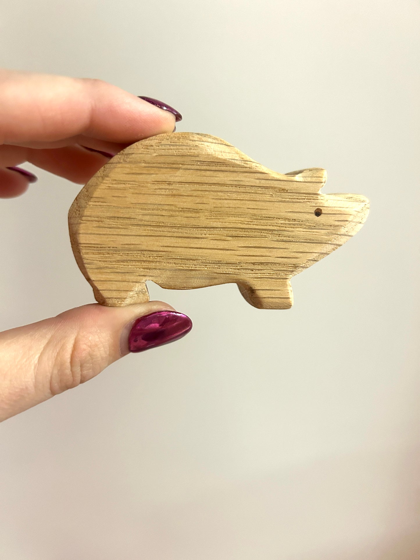 Hand Carved Pig Wood Toy Figure