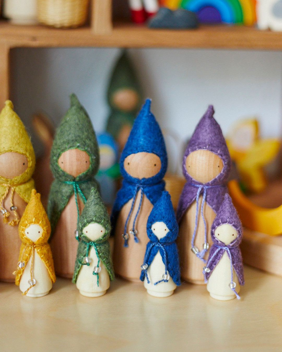 Mini Purple Wooden Gnome