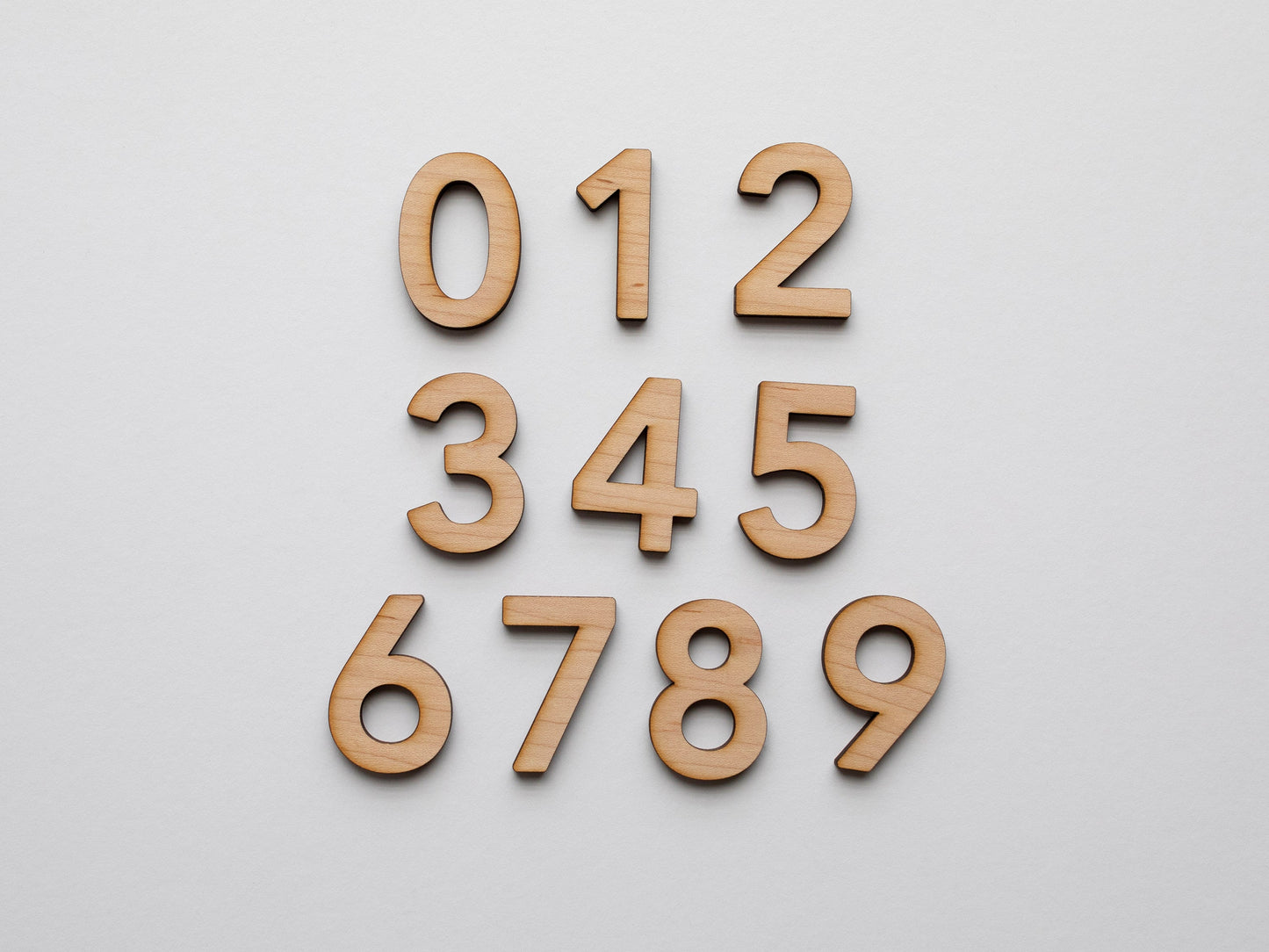 Wooden Number Set Wood Numerals & Math Symbols in Maple