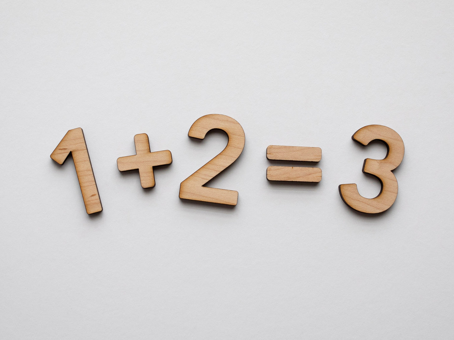 Wooden Number Set Wood Numerals & Math Symbols in Maple