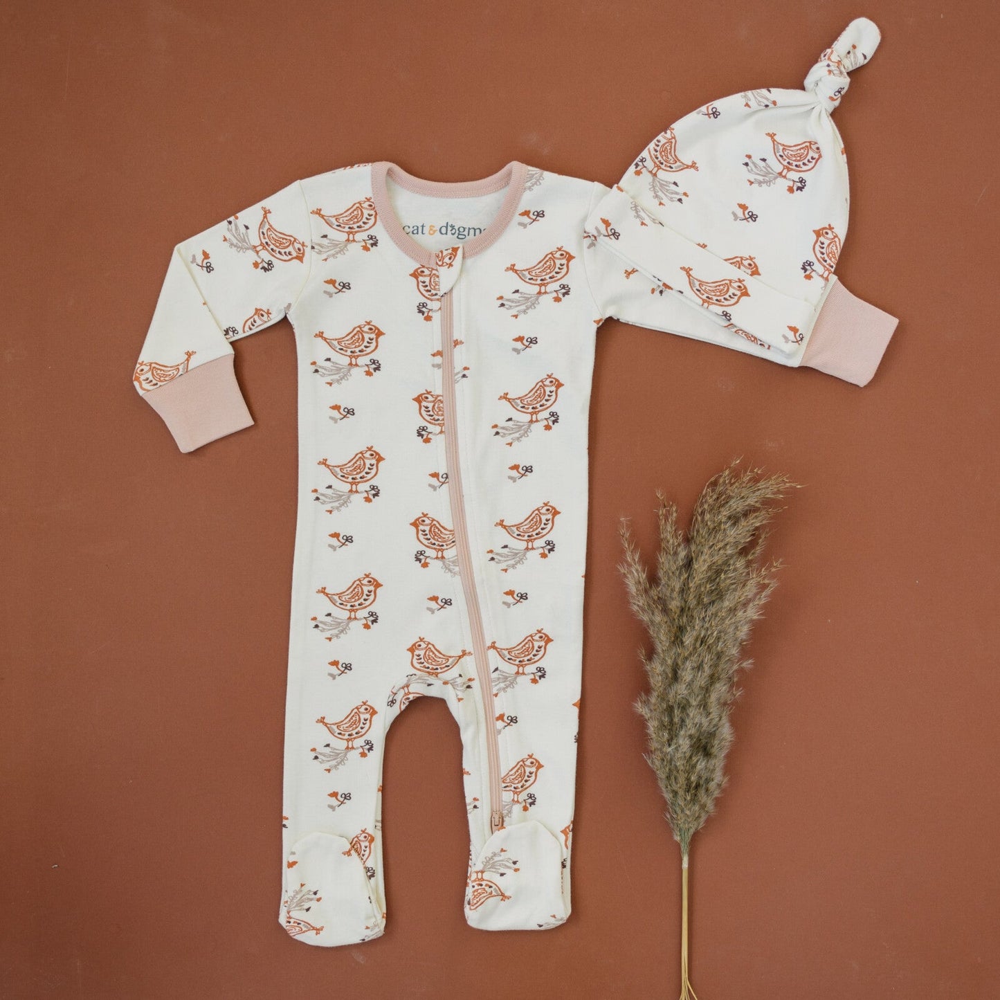 GOTS Certified Organic Cotton Zippy Footed in Celadon Quail