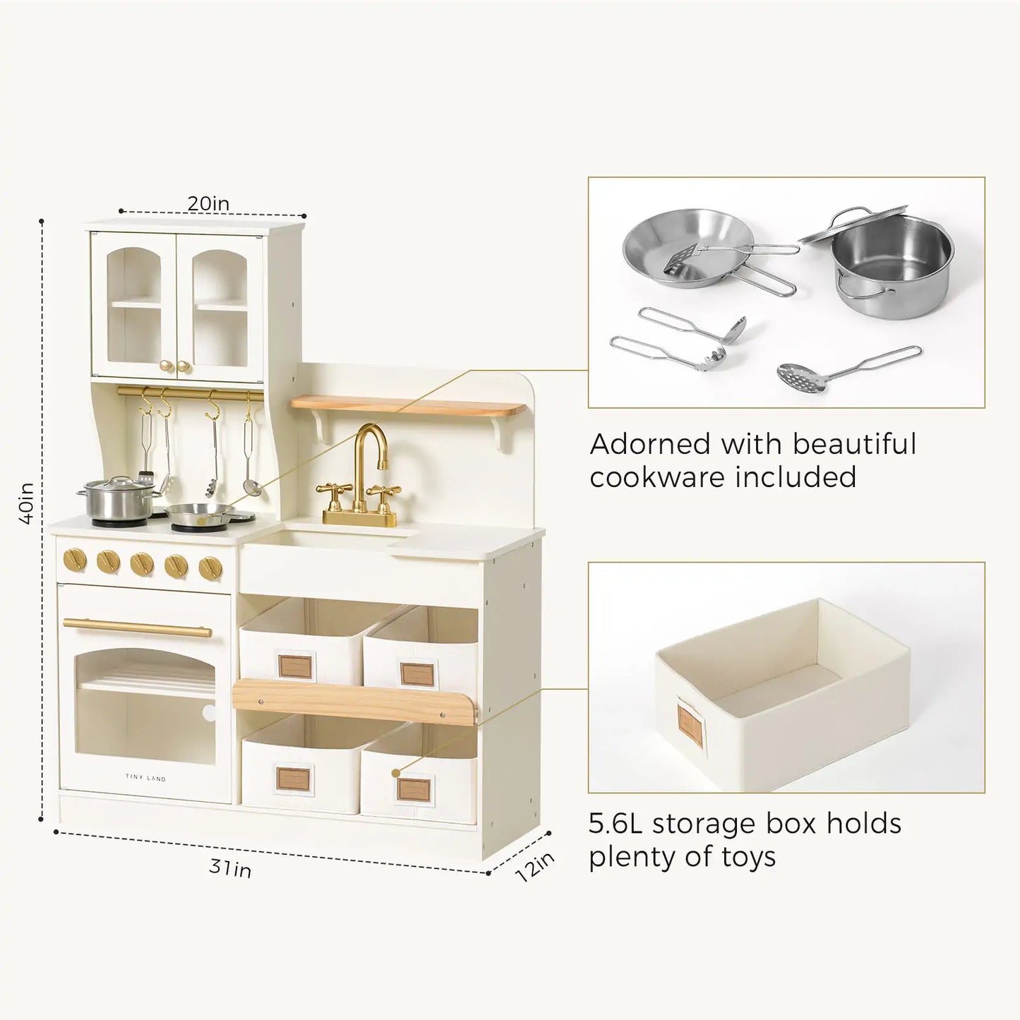 Wooden Play Kitchen with Accessories for Creative Toddlers