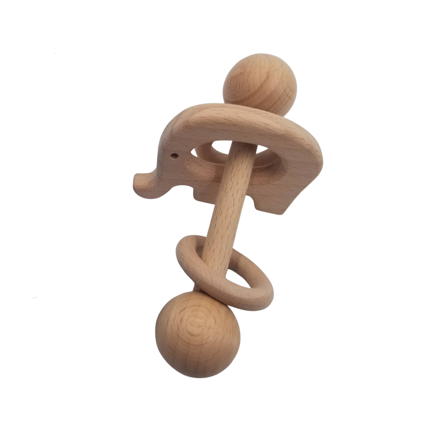 Elephant Teething Rattle Classic Wooden Baby Toy