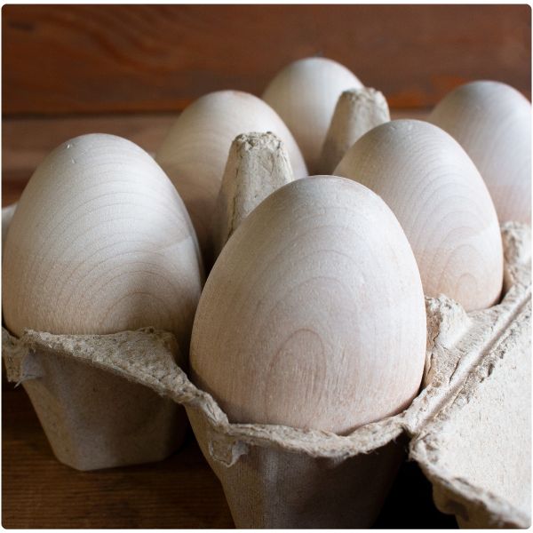 Half Dozen Wooden Eggs in Carton