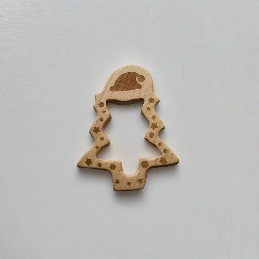 Wooden Christmas Tree Teething Toy from Lindquist Lane Wooden Toys Great Stocking Stuffer for 1 year olds