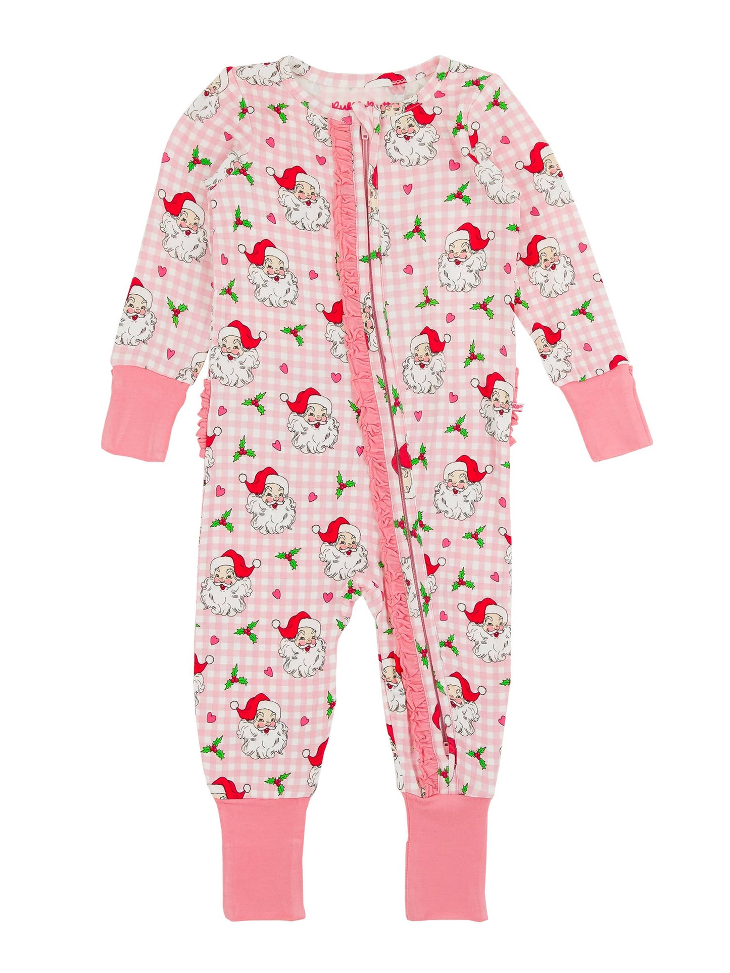 Baby Girls Santa Bamboo Convertible Ruffle One Pajama