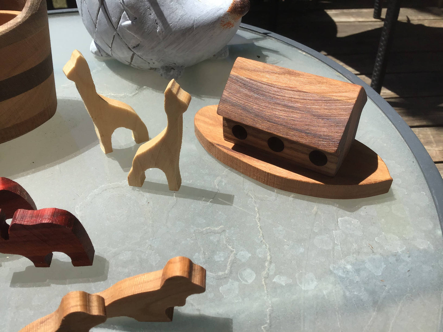Wooden Mini Noah's Ark Set with Boat and 6 Animal Pairs