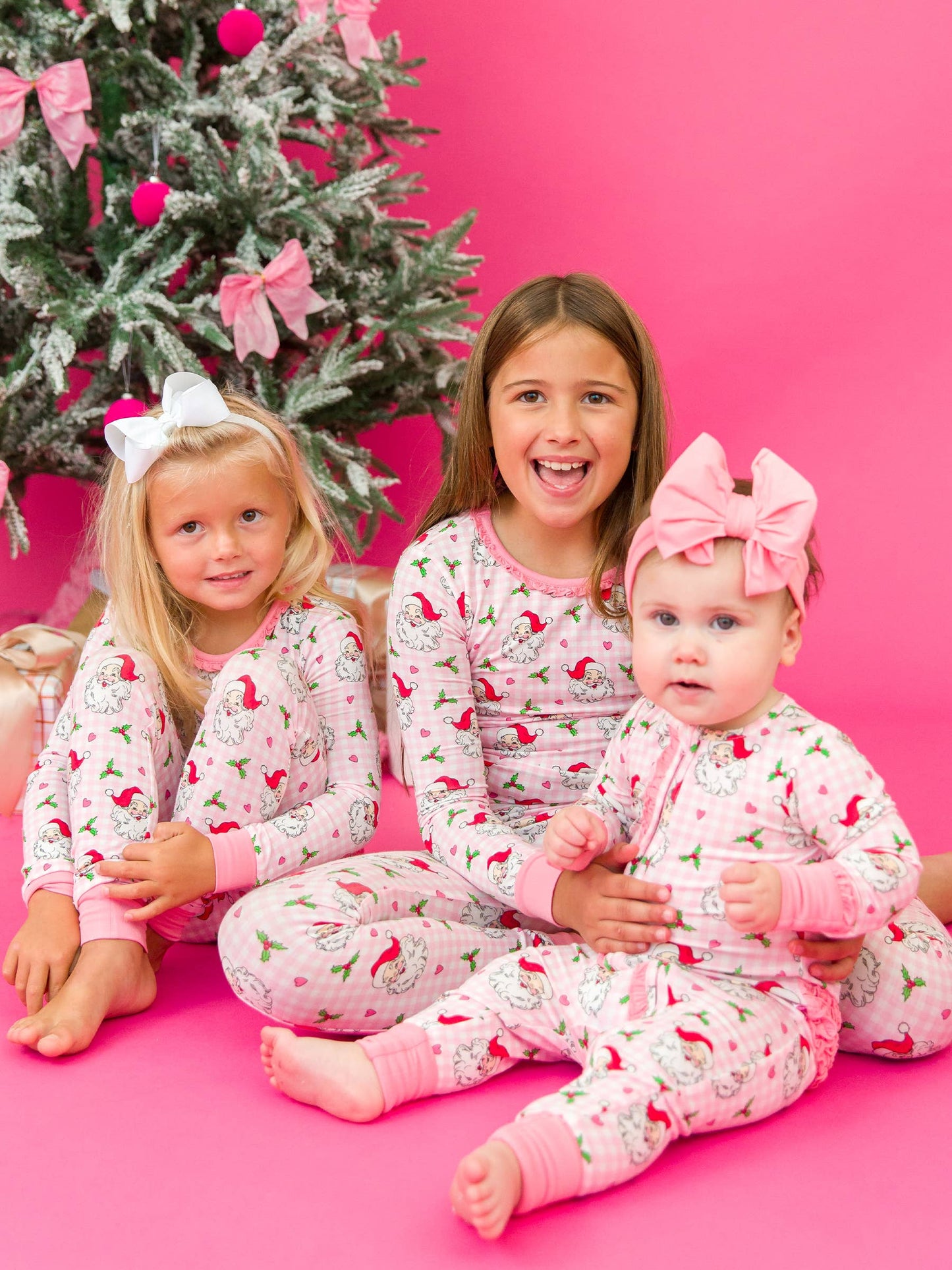 Baby Girls Santa Bamboo Convertible Ruffle One Pajama