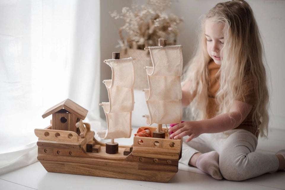 Wooden Pirate Ship with Accessories