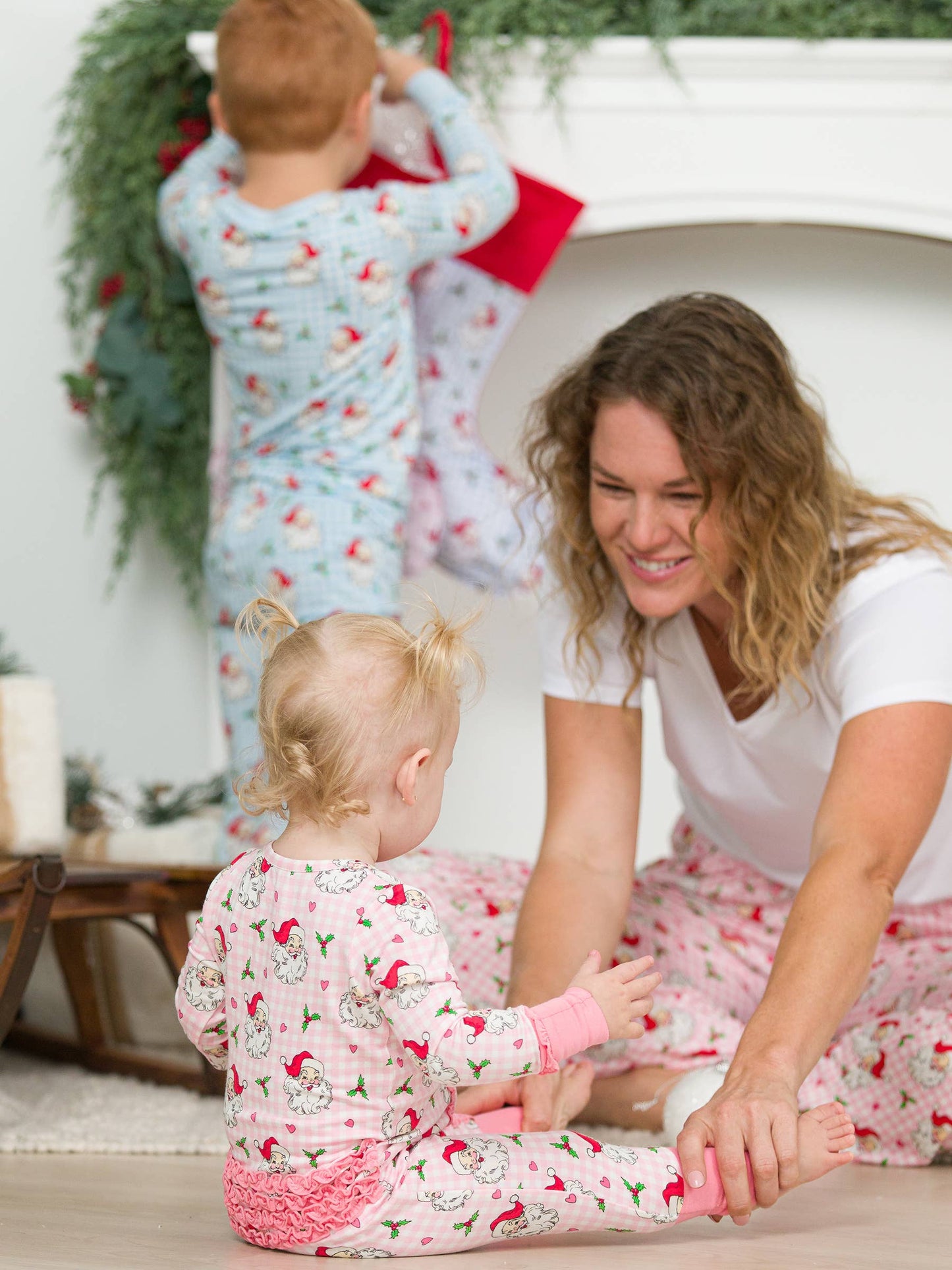 Baby Girls Santa Bamboo Convertible Ruffle One Pajama