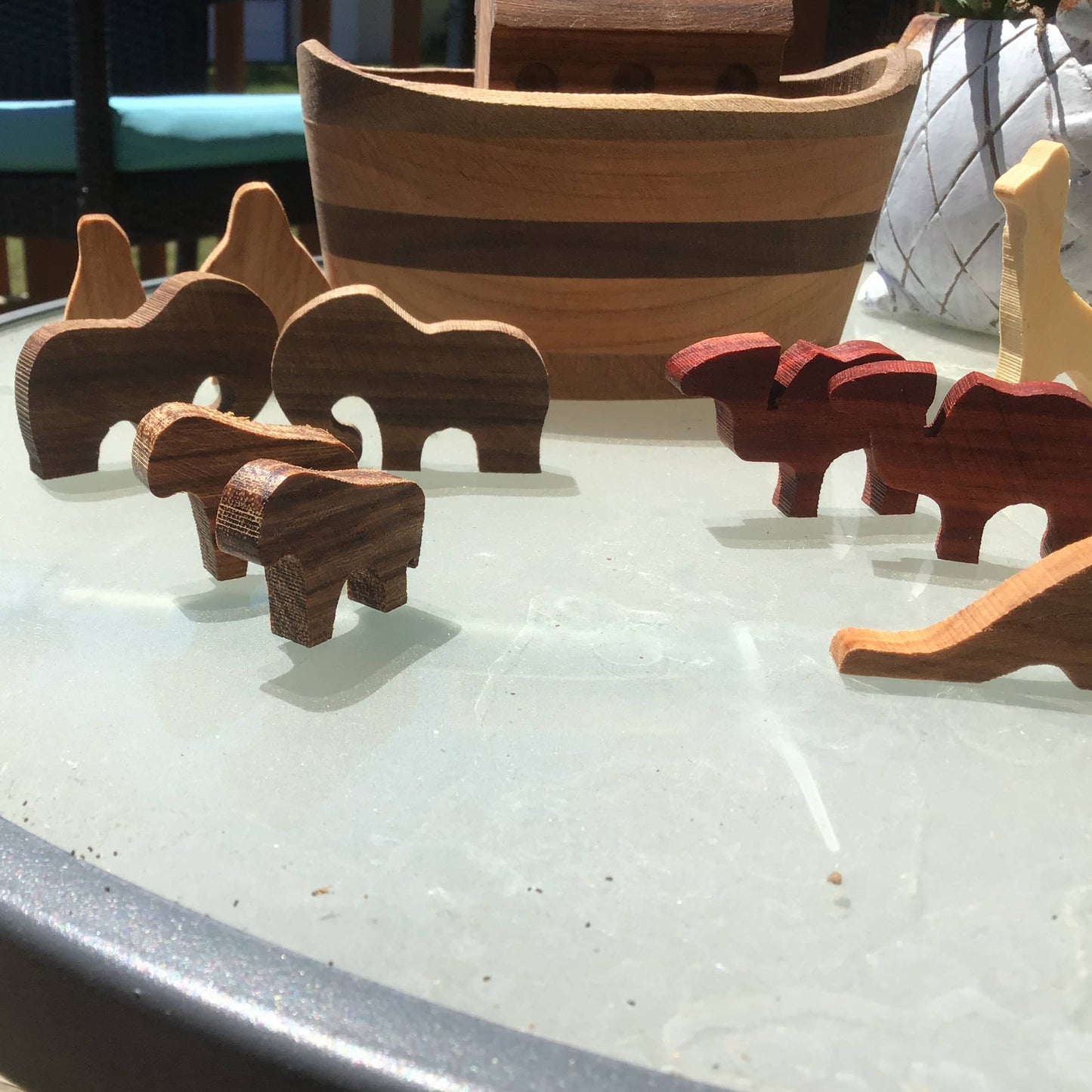 Wooden Mini Noah's Ark Set with Boat and 6 Animal Pairs
