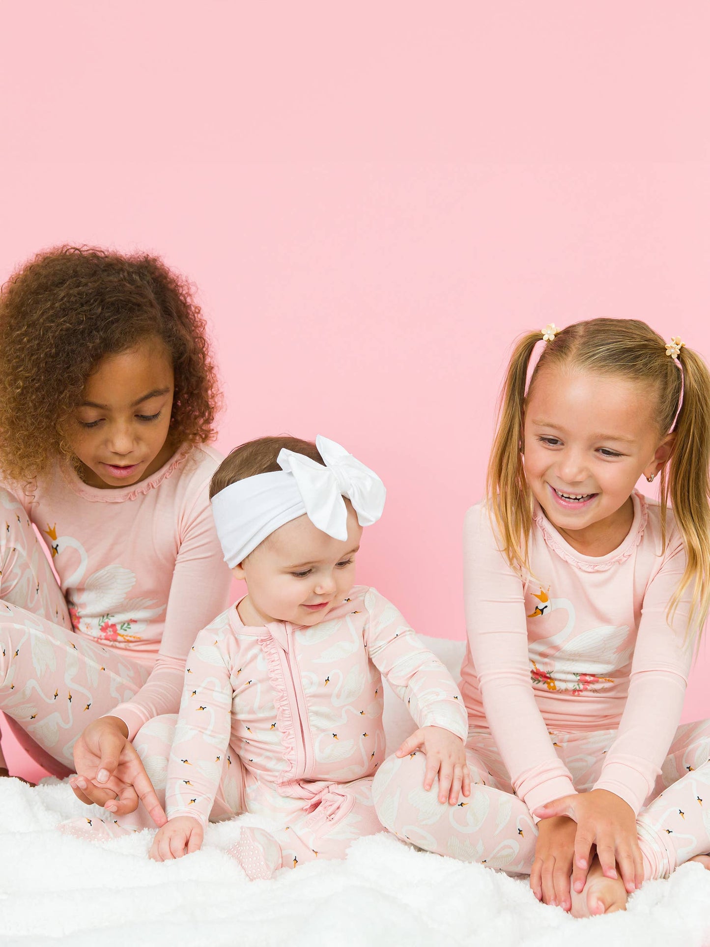 Baby Girls Swan Lake Bamboo Footed Ruffle Pajama