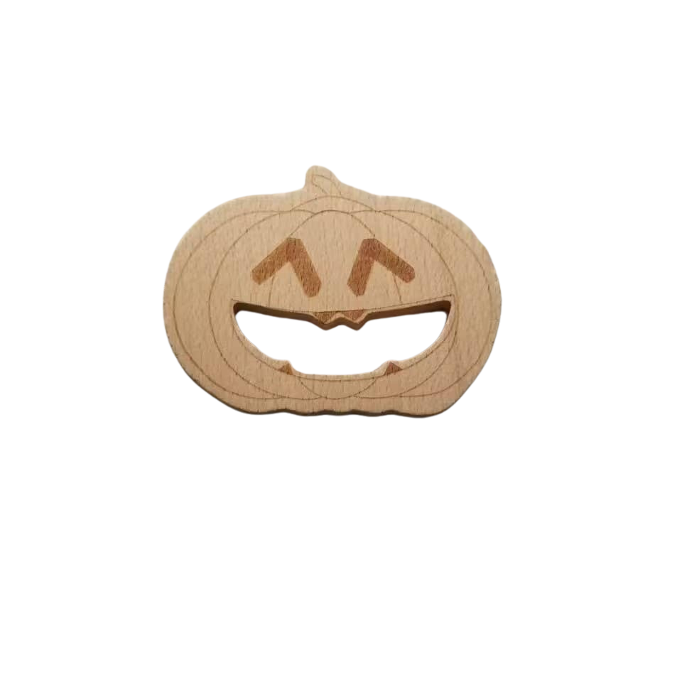 Pumpkin Jack-O-Lantern Wooden Teether Halloween Toy