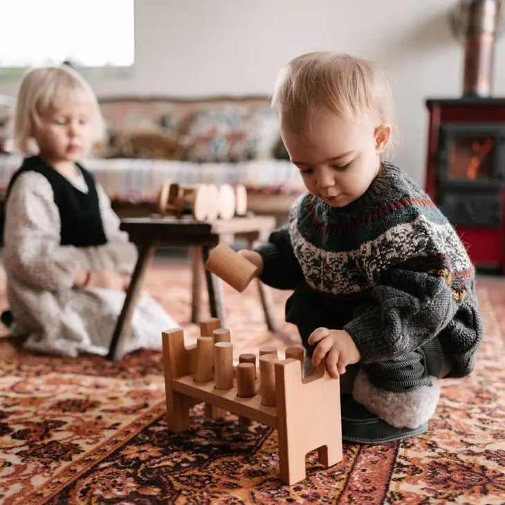 Pound-A-Peg Wooden Story Montessori Toy in Natural Wood