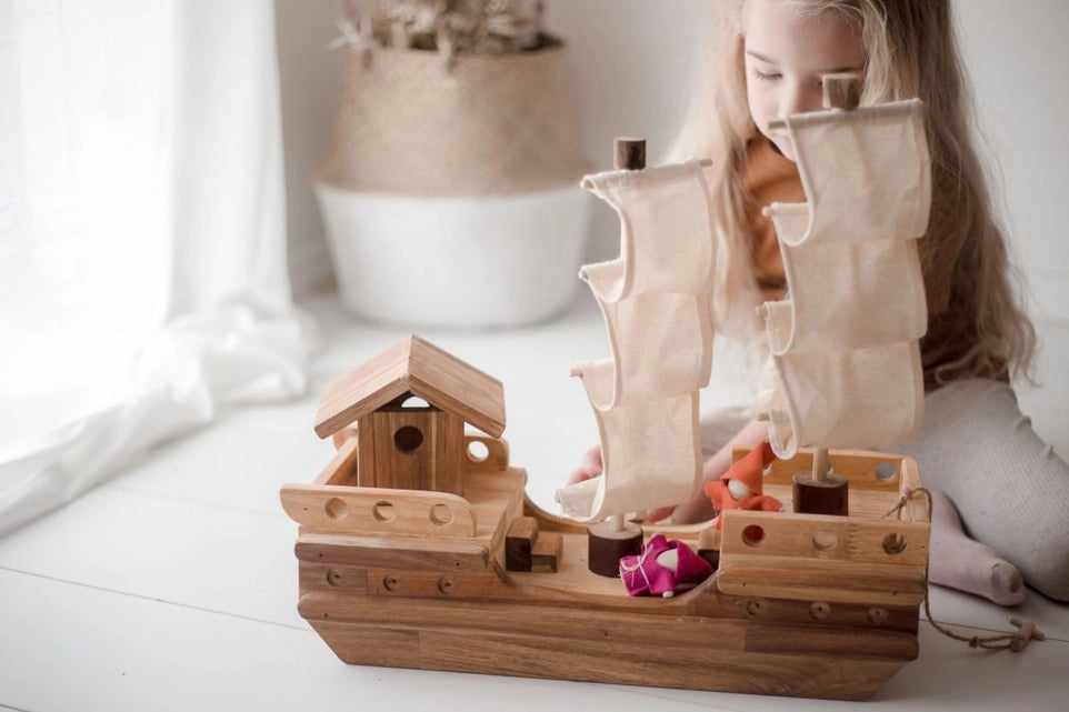 Wooden Pirate Ship with Accessories