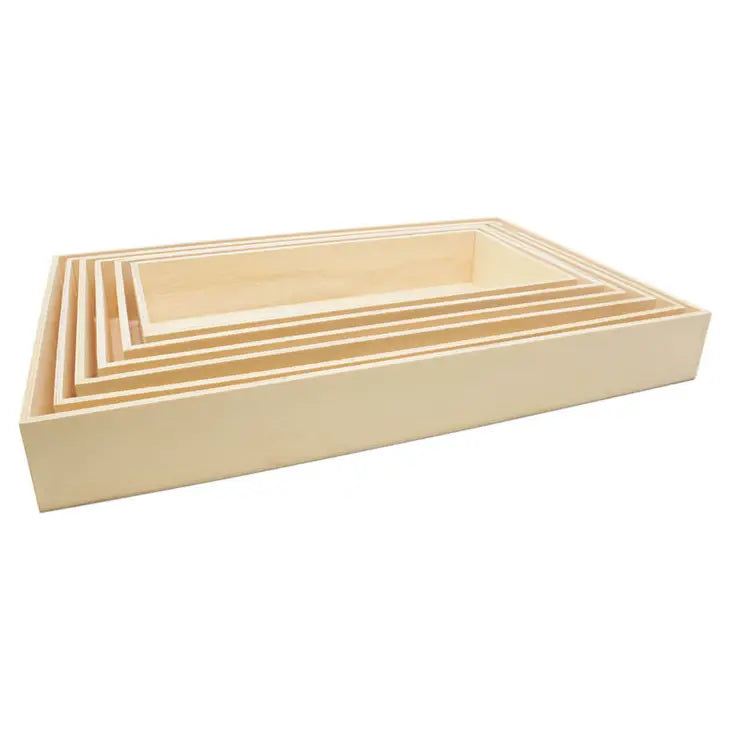 Unfinished Wood Nesting Sensory Play Trays, Set of 6