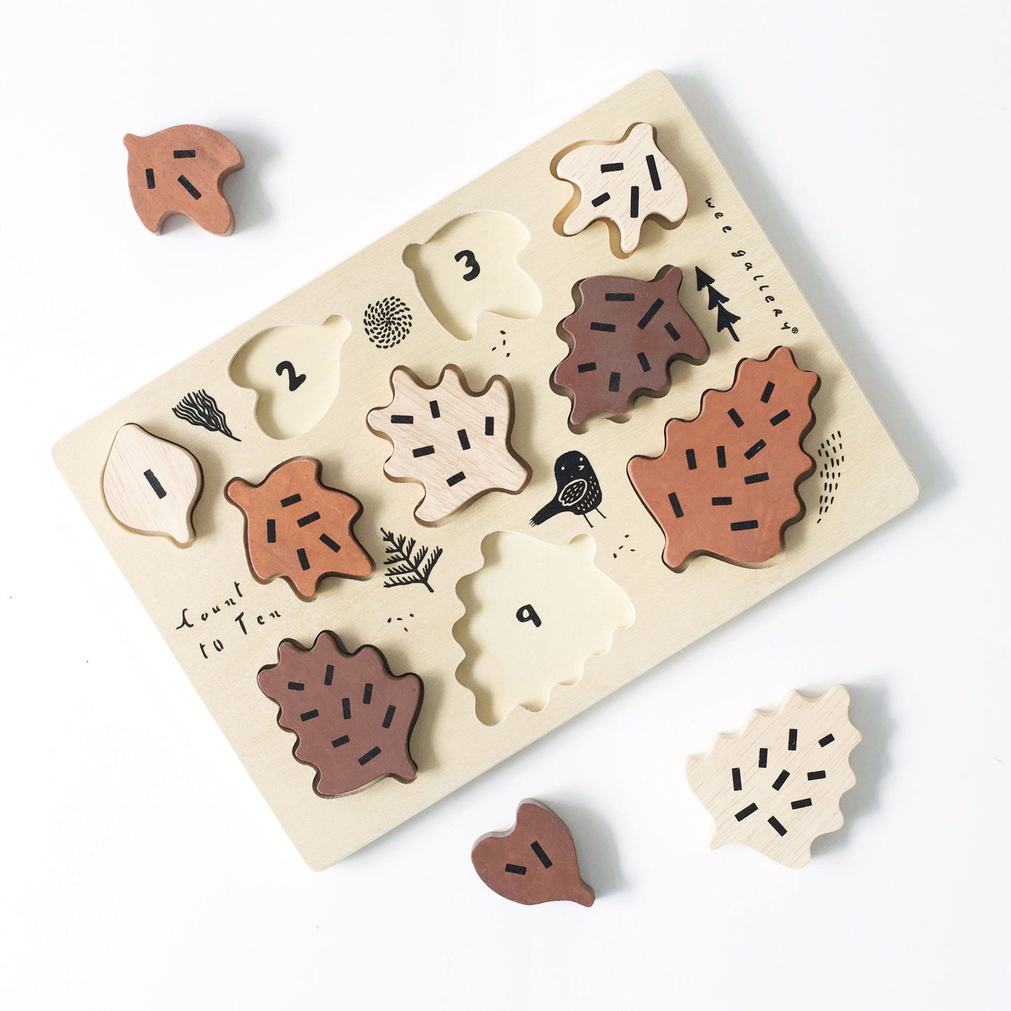 Wooden Leaves Counting Puzzle by Wee Gallery