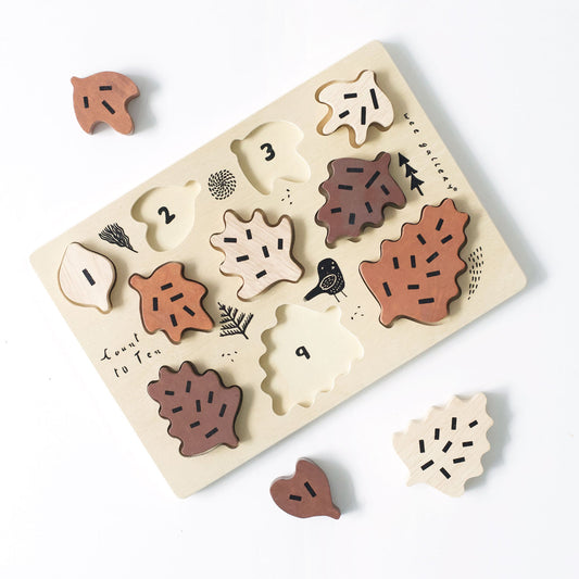 Wooden Leaves Counting Puzzle by Wee Gallery