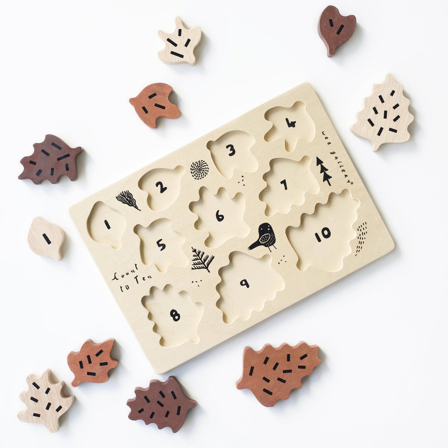 Wooden Leaves Counting Puzzle by Wee Gallery