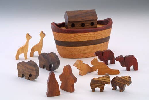 Wooden Mini Noah's Ark Set with Boat and 6 Animal Pairs