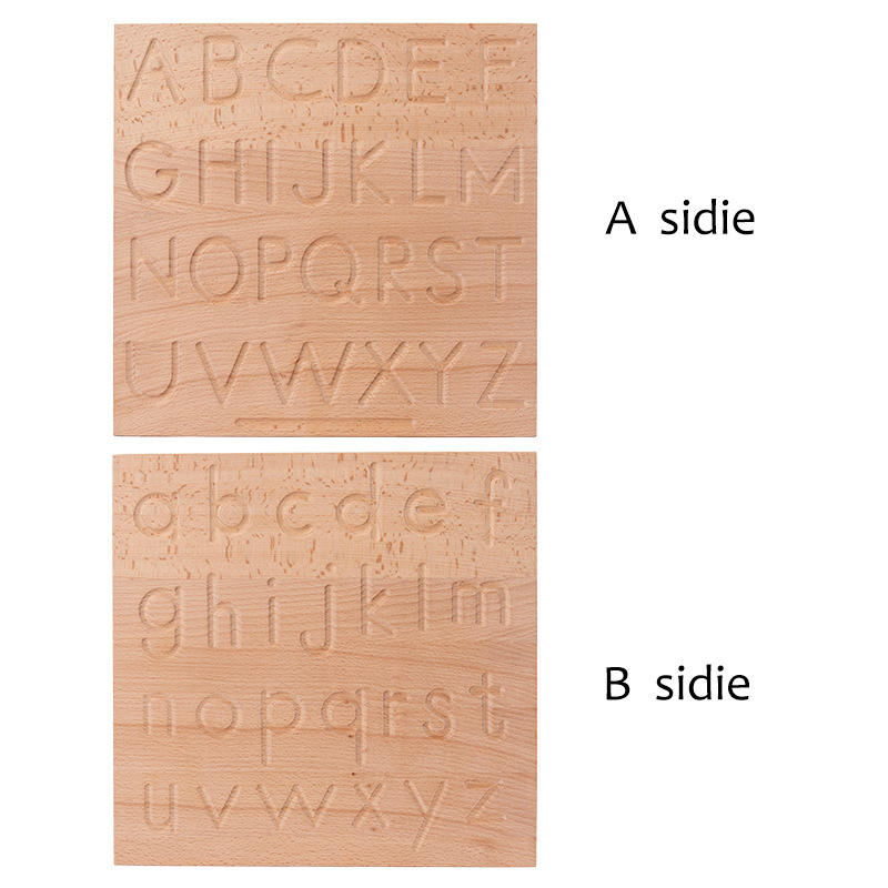 Both sides, labelled, of a wooden upper and lower case tracing board