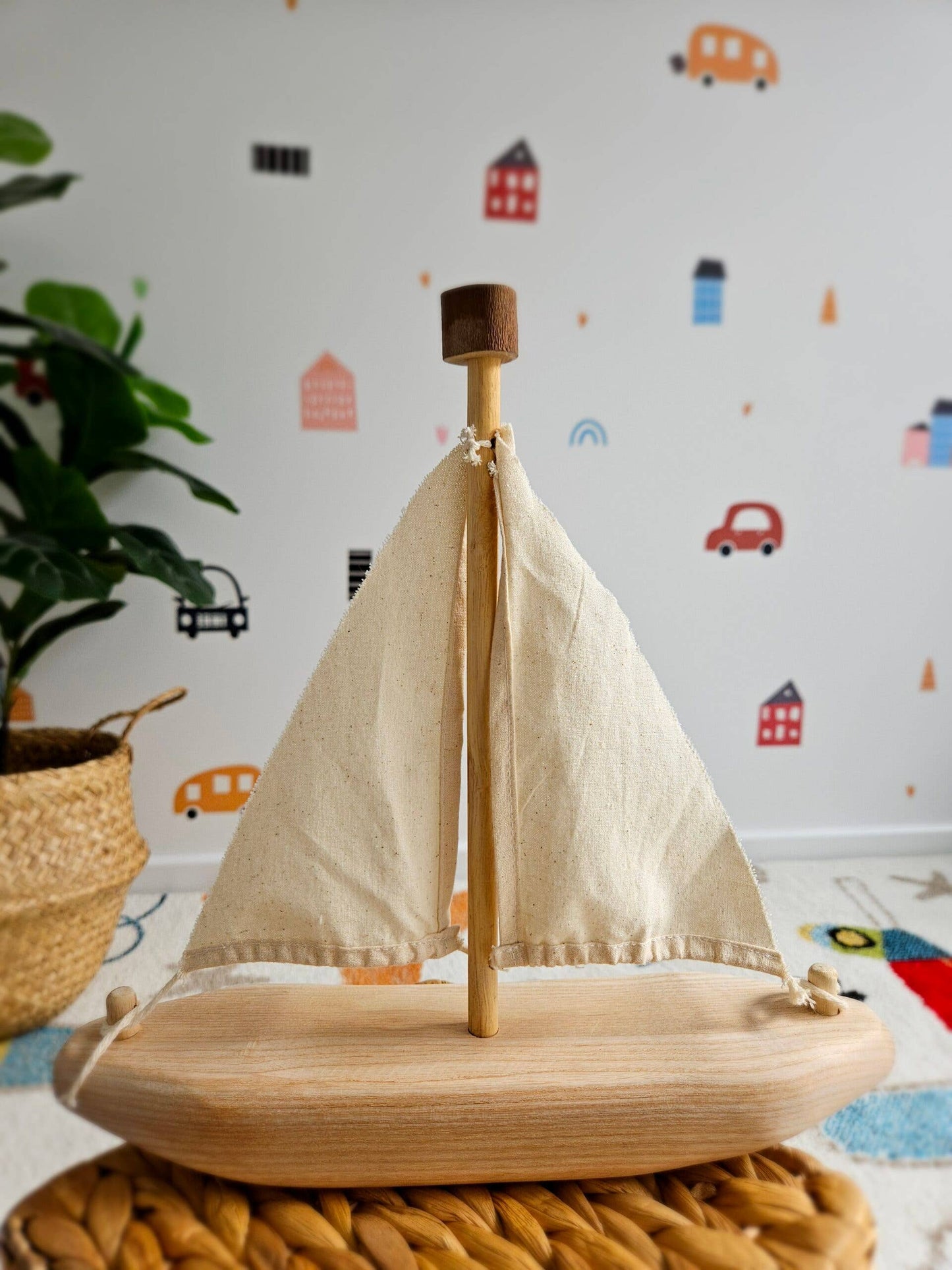 EcoVoyager Recycled Wood Tree Sail Boat Toy