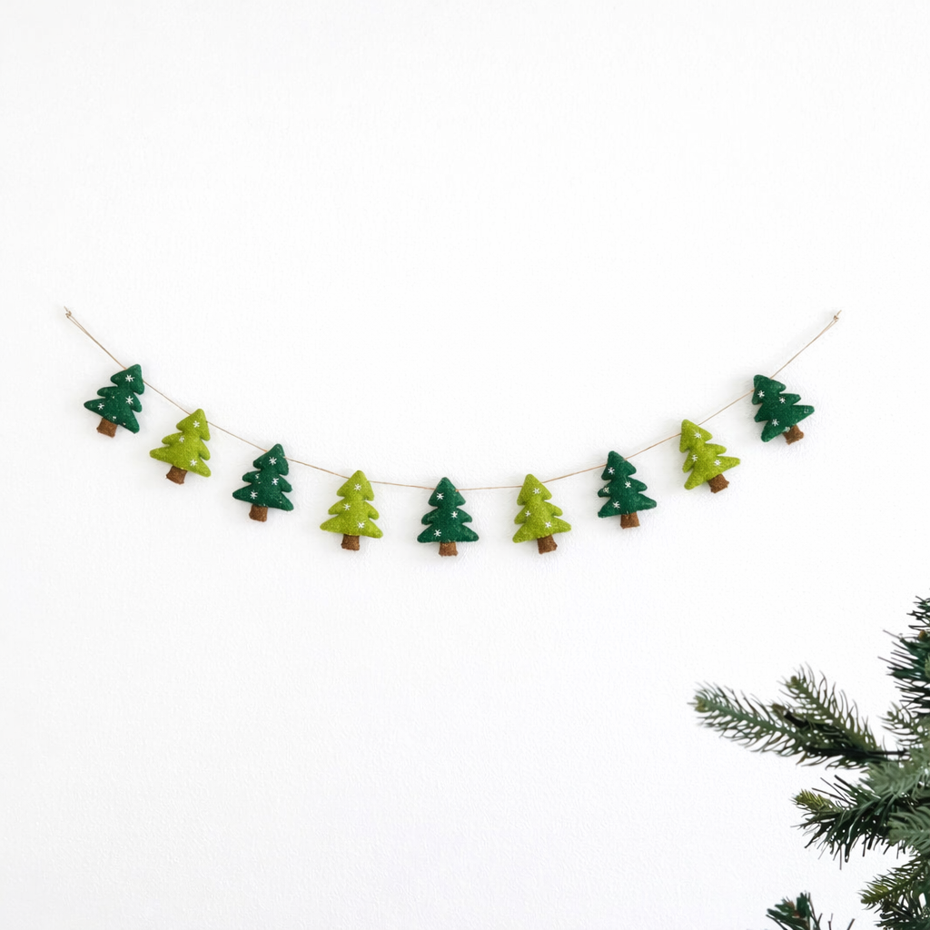Felt Tree Garland with Jute Thread