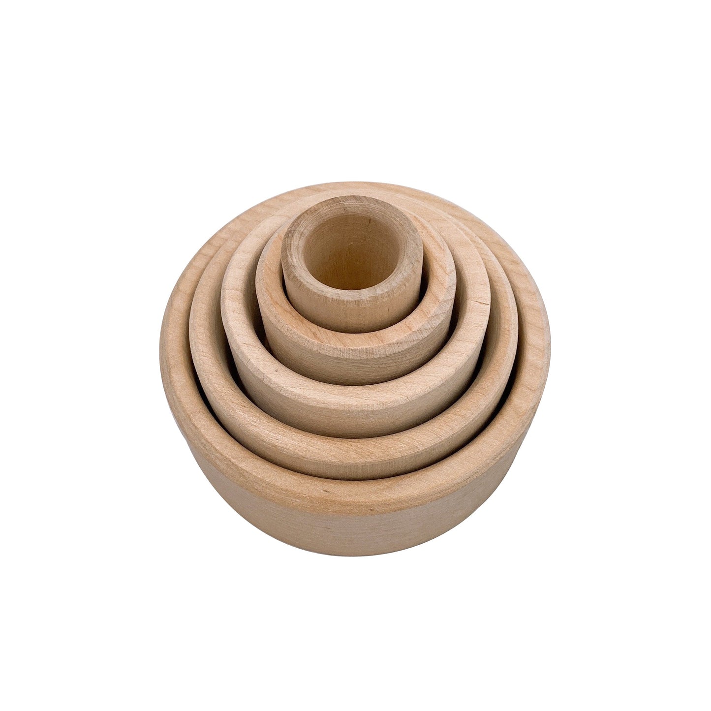 5 Pcs Natural Wooden Stacking Nesting Cup Bowl Set