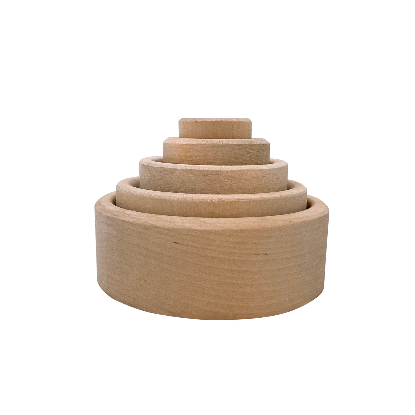 5 Pcs Natural Wooden Stacking Nesting Cup Bowl Set